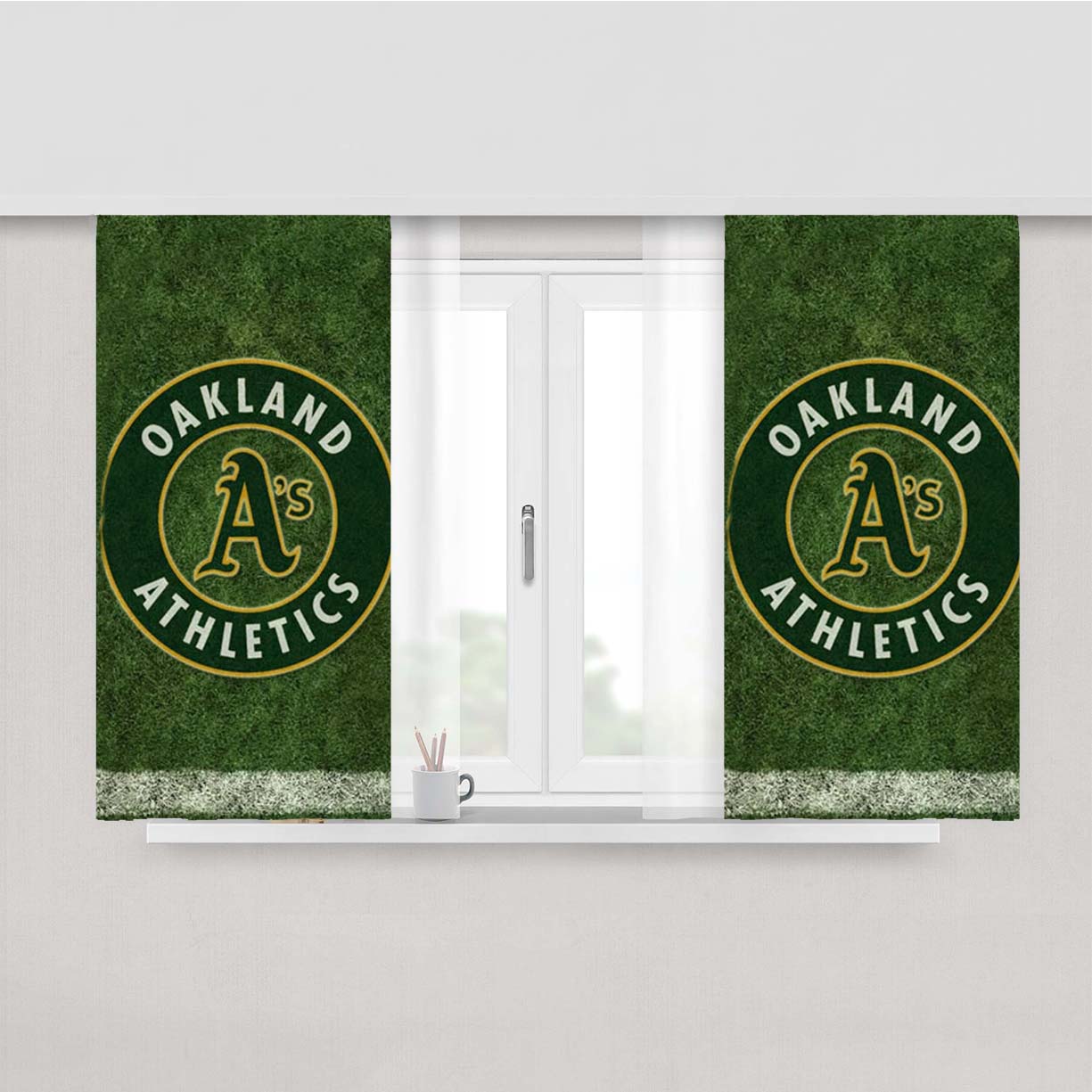 Oakland Athletics Field Peach Skin Window Curtains