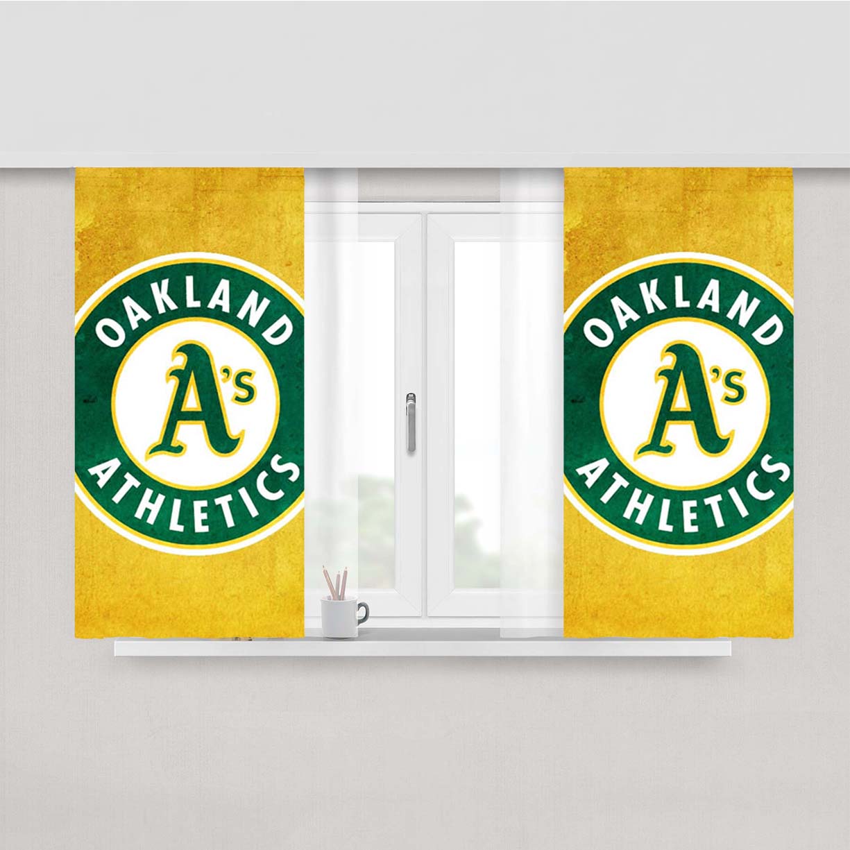 Oakland Athletics Logo Peach Skin Window Curtains