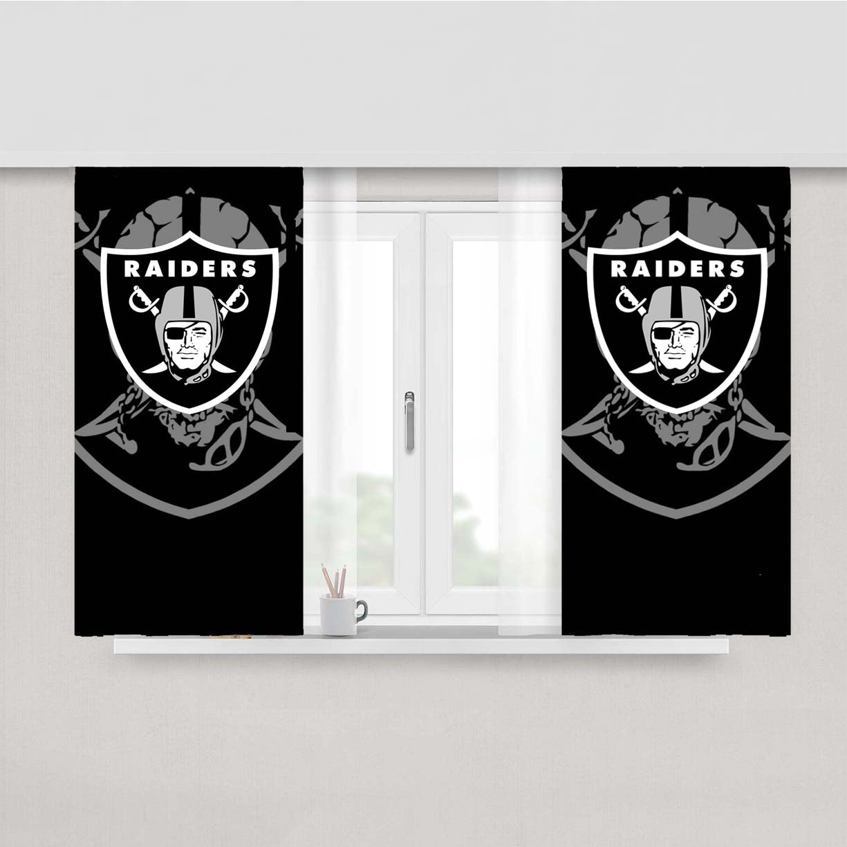 Oakland Raiders Peach Skin Window Curtains