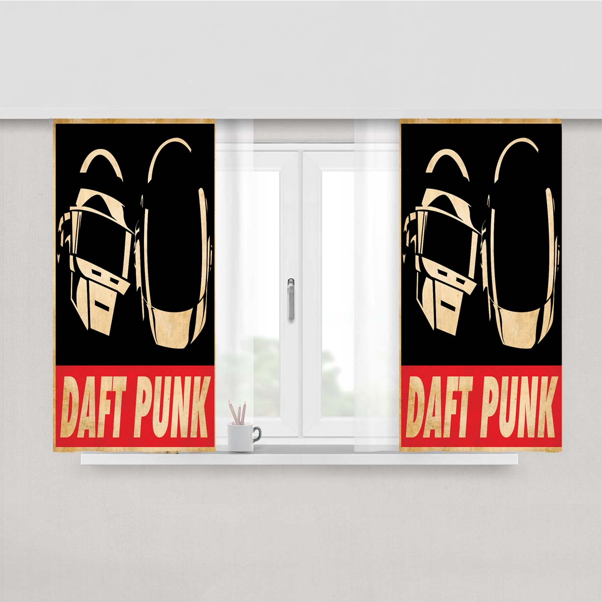 Obey Daft Punk Peach Skin Window Curtains