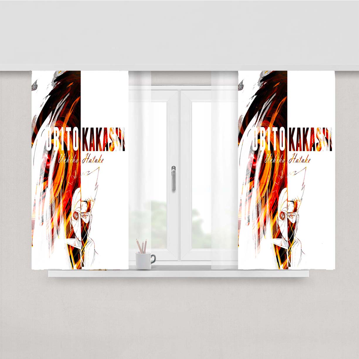 Obito And Kakashi Peach Skin Window Curtains