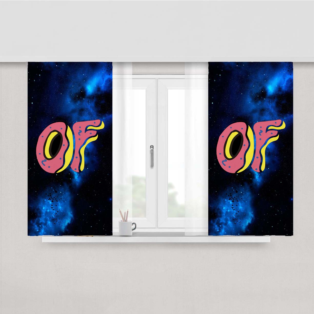 Odd Future In Galaxy Nebula Peach Skin Window Curtains