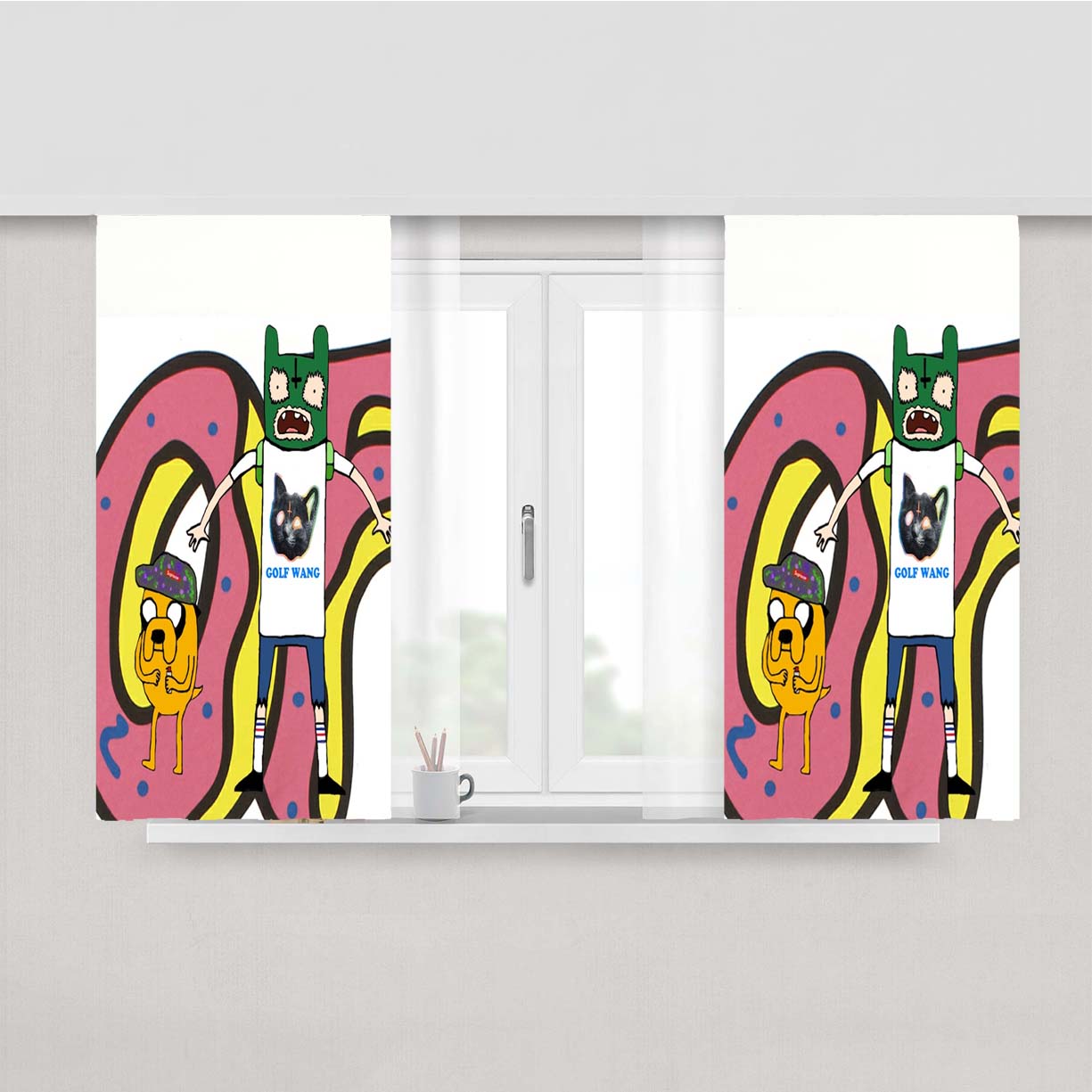 Odd Future Time Peach Skin Window Curtains