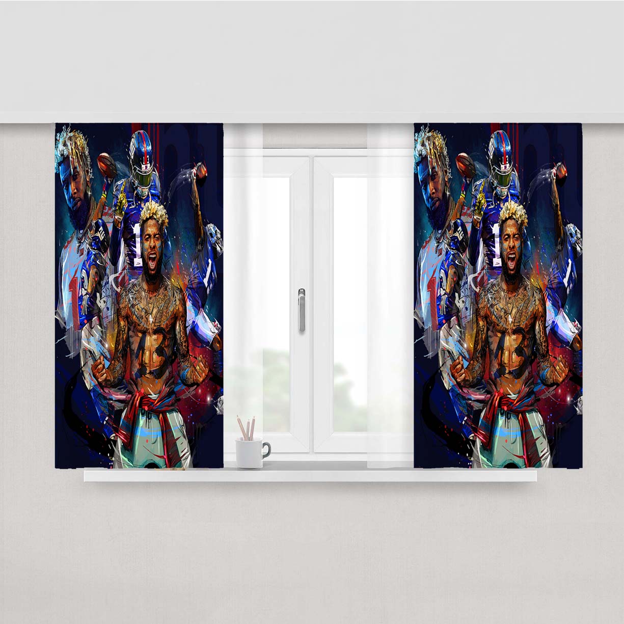 Odell Beckam Jr New York Giants Collage Peach Skin Window Curtains