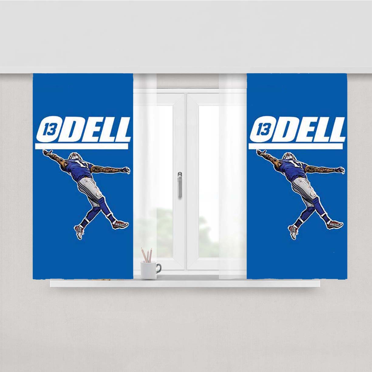 Odell Beckham Blue Peach Skin Window Curtains