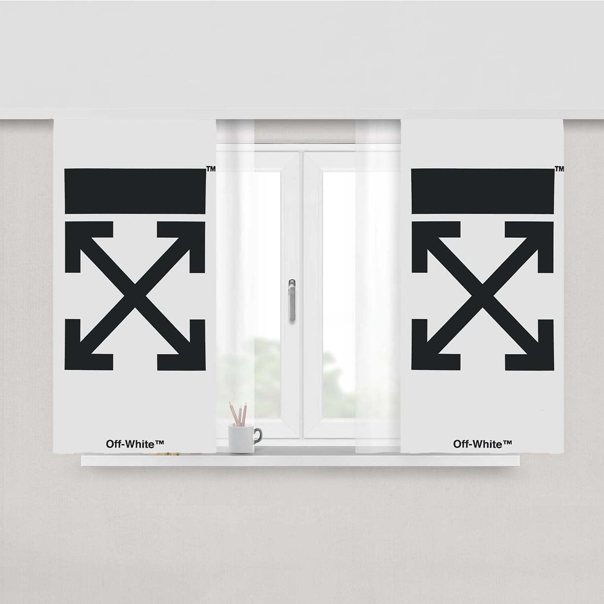 Off White 5 Peach Skin Window Curtains