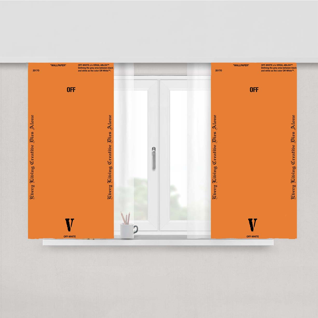 Off White V Peach Skin Window Curtains