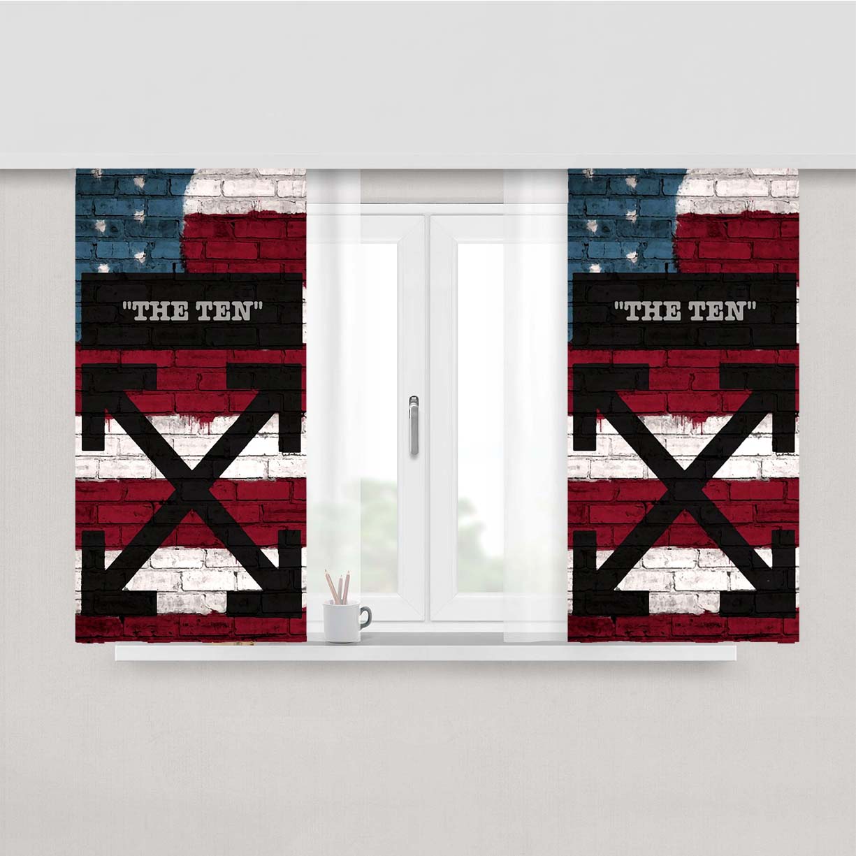 Off White The Ten X Usa Flag Peach Skin Window Curtains
