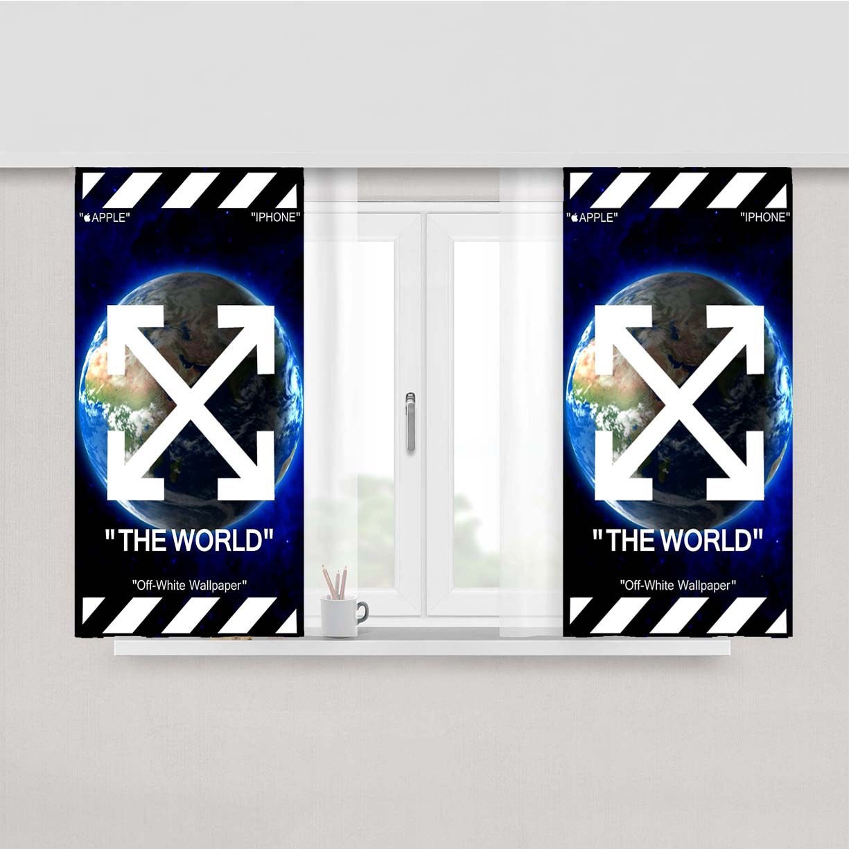 Off White The World Back Peach Skin Window Curtains
