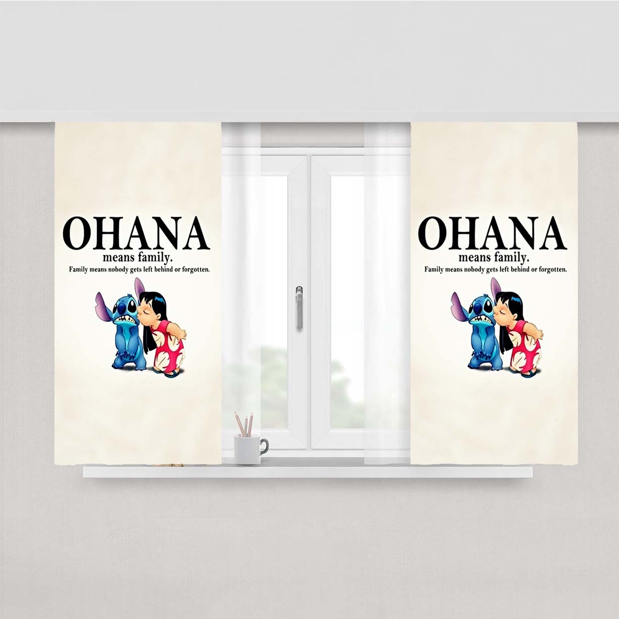 Ohana Big Family- Peach Skin Window Curtains