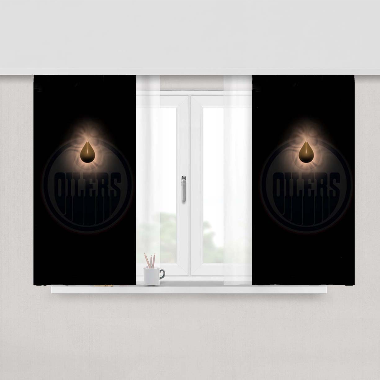 Oilers Darkness Peach Skin Window Curtains
