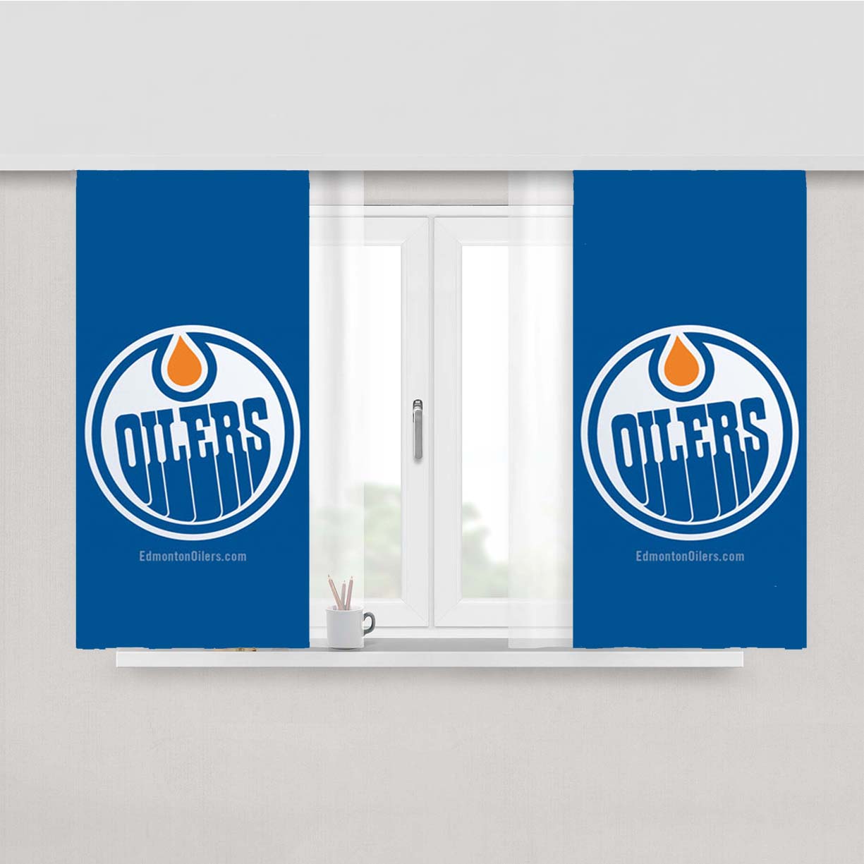 Oilers Logo Peach Skin Window Curtains