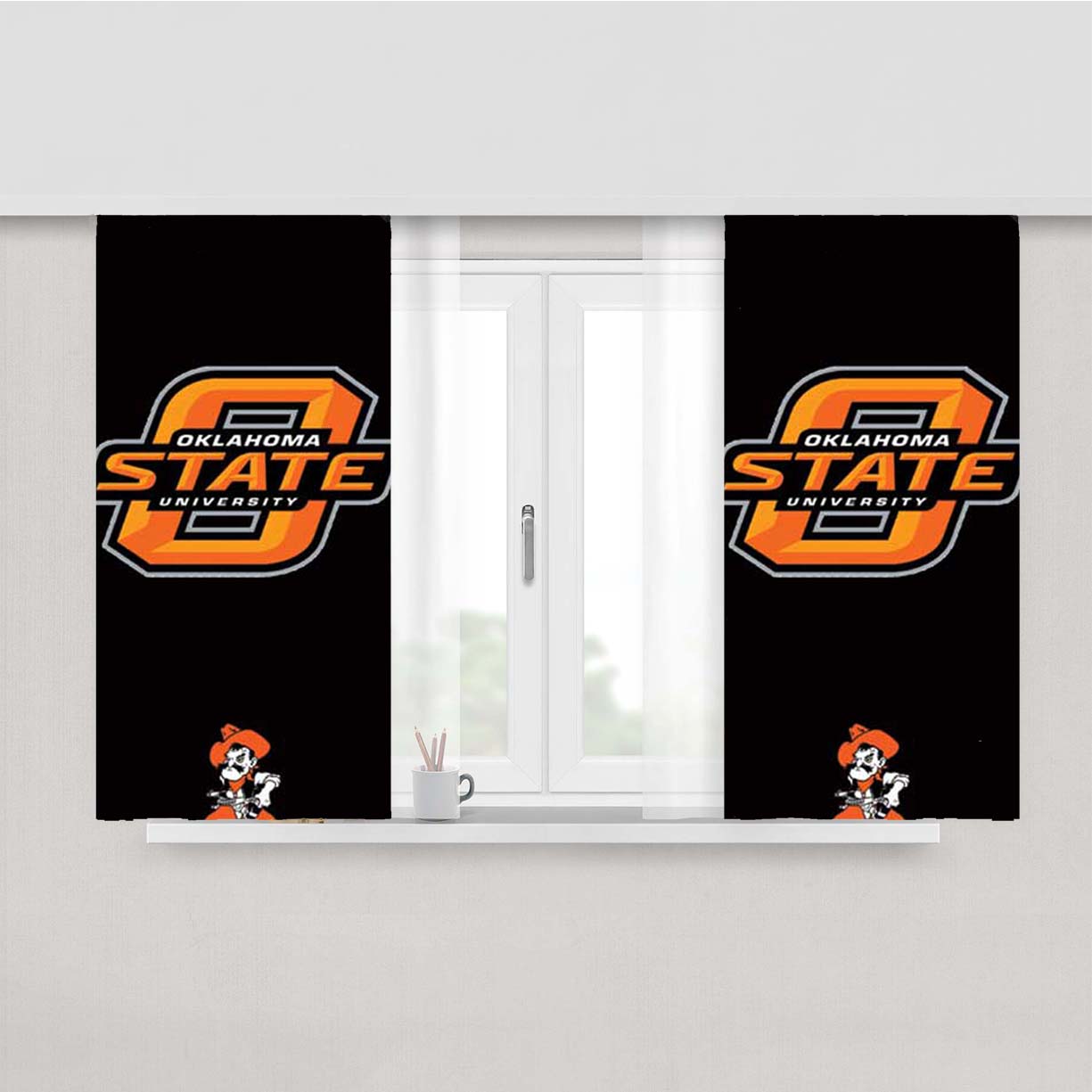 Ok State Logos Peach Skin Window Curtains