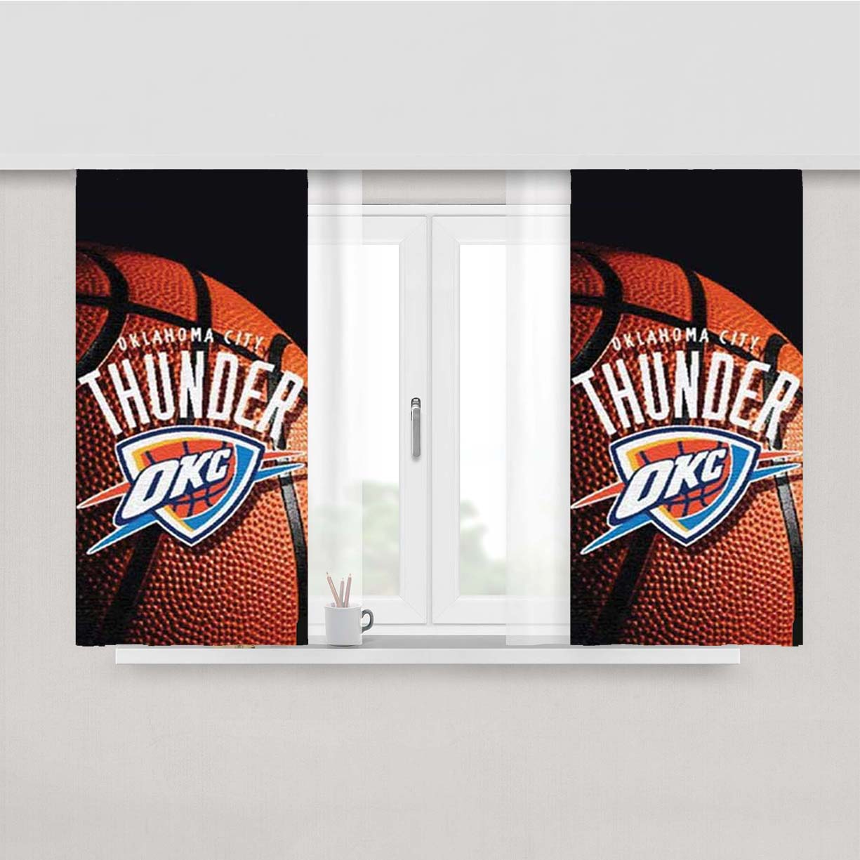 Okc Thunder Tapestry Peach Skin Window Curtains