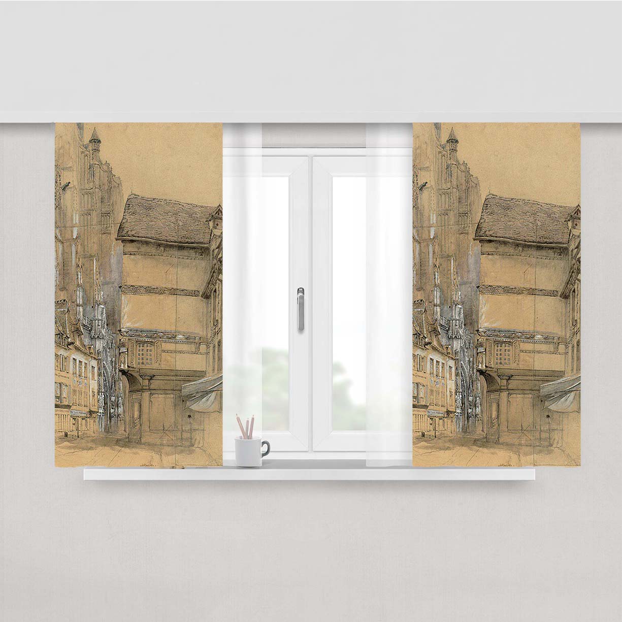 Old Peach Skin Window Curtains