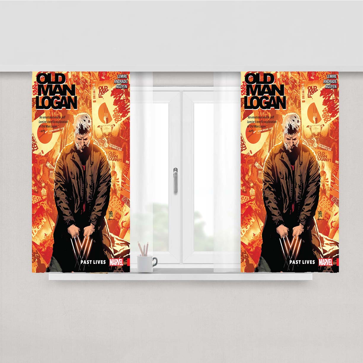 Old Man Logan Peach Skin Window Curtains
