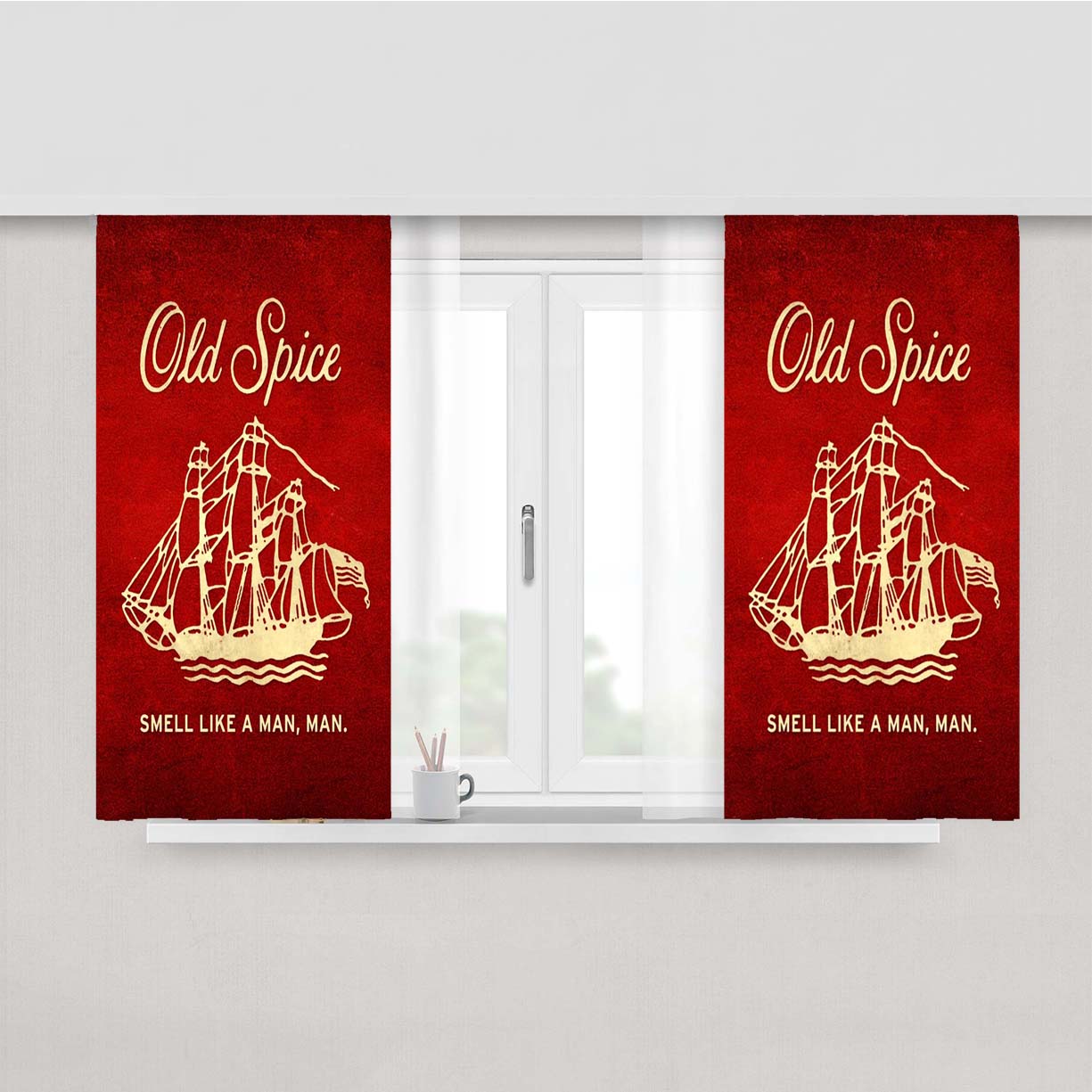 Old Spice Peach Skin Window Curtains