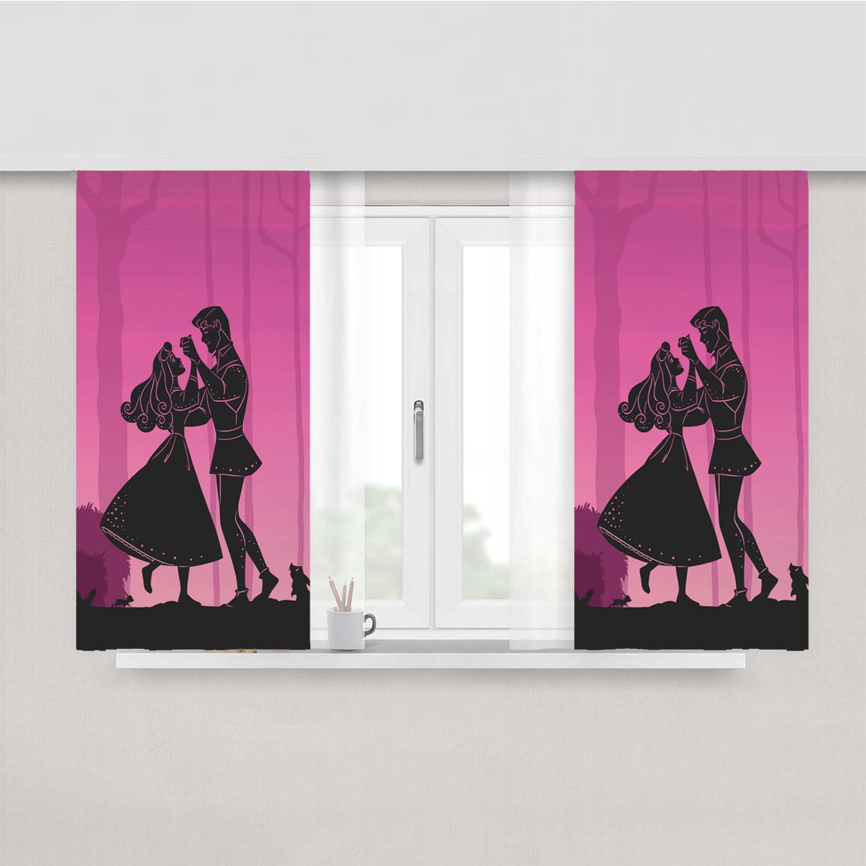 Onceupon A Time Sleeping Beauty Peach Skin Window Curtains