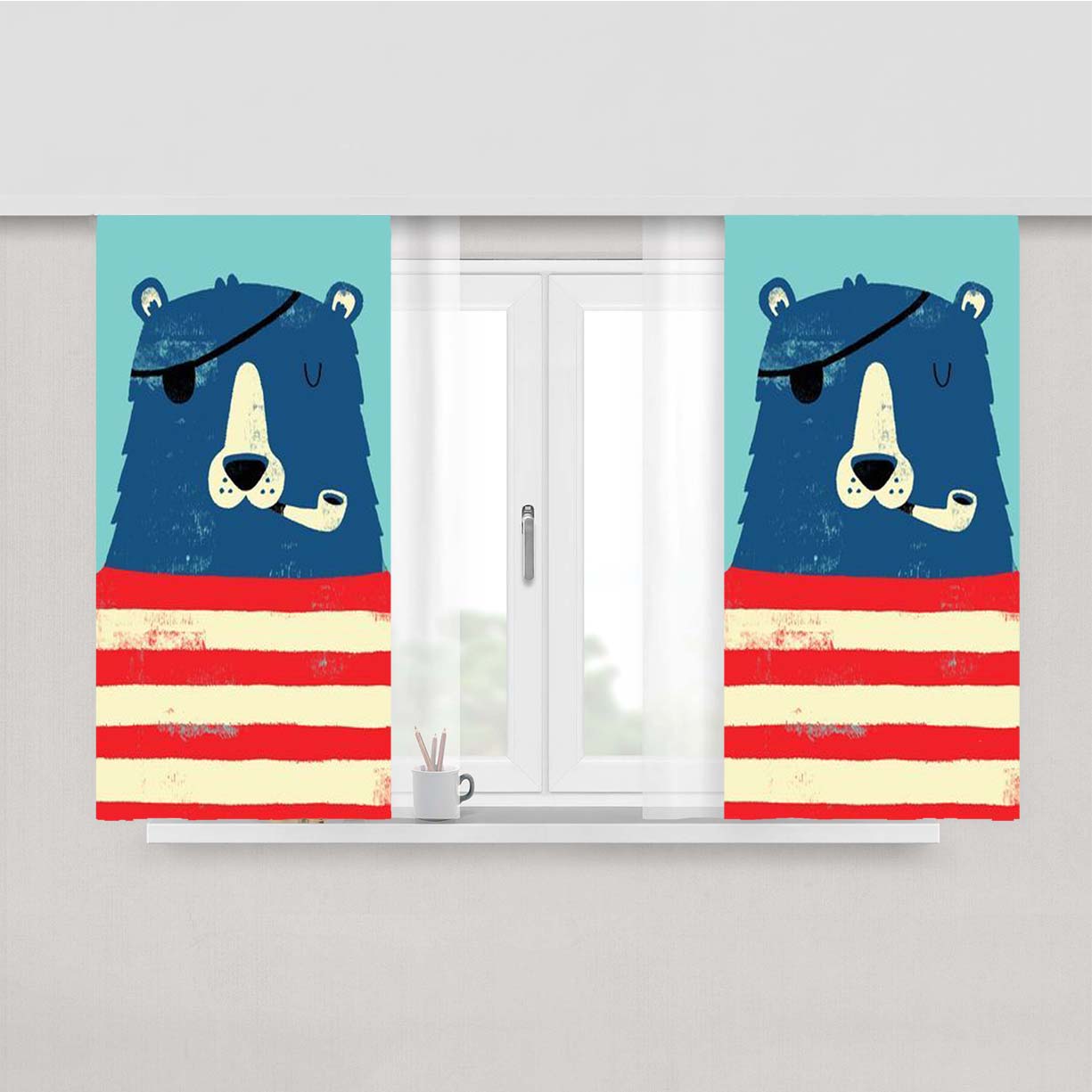 One Eyed Bear Peach Skin Window Curtains