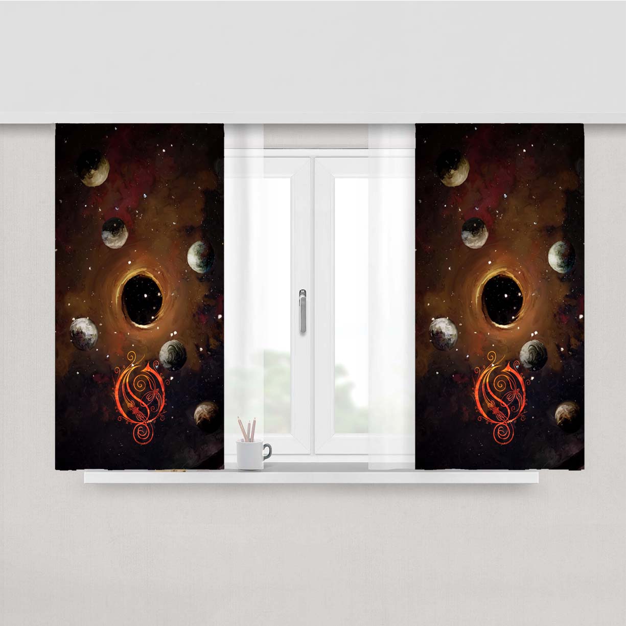 Opeth Black Peach Skin Window Curtains