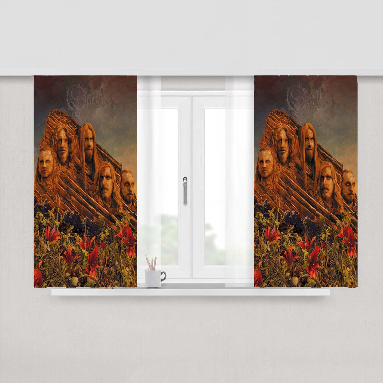 Opeth Red R Peach Skin Window Curtains