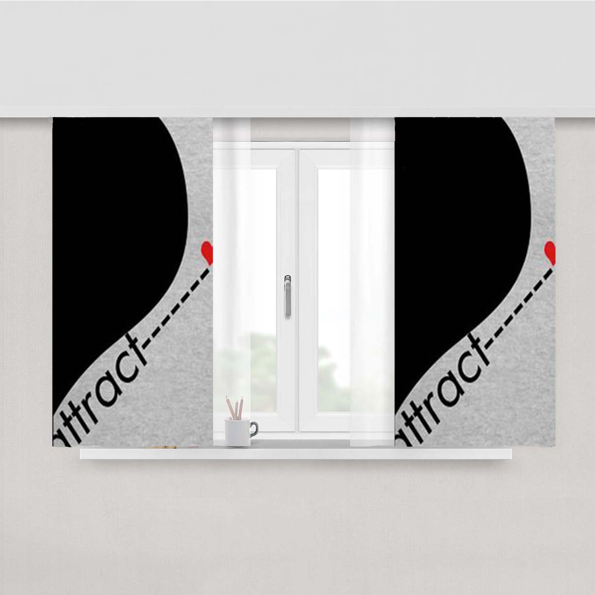 Opposites Attract Right Side Peach Skin Window Curtains