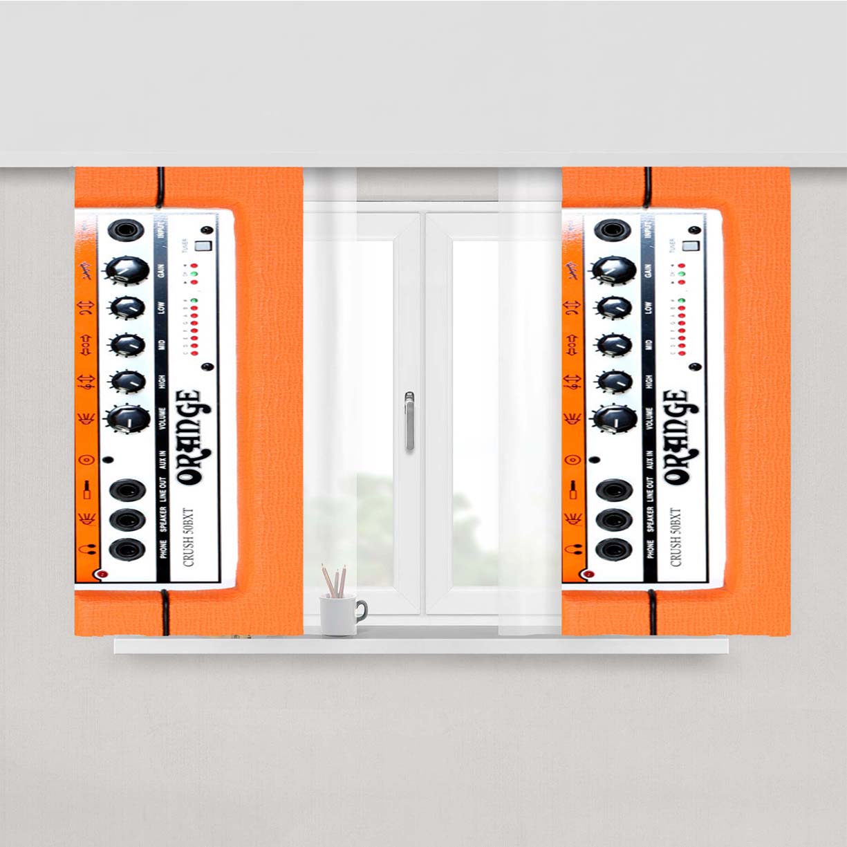 Orange Guitar Bass Amp Peach Skin Window Curtains