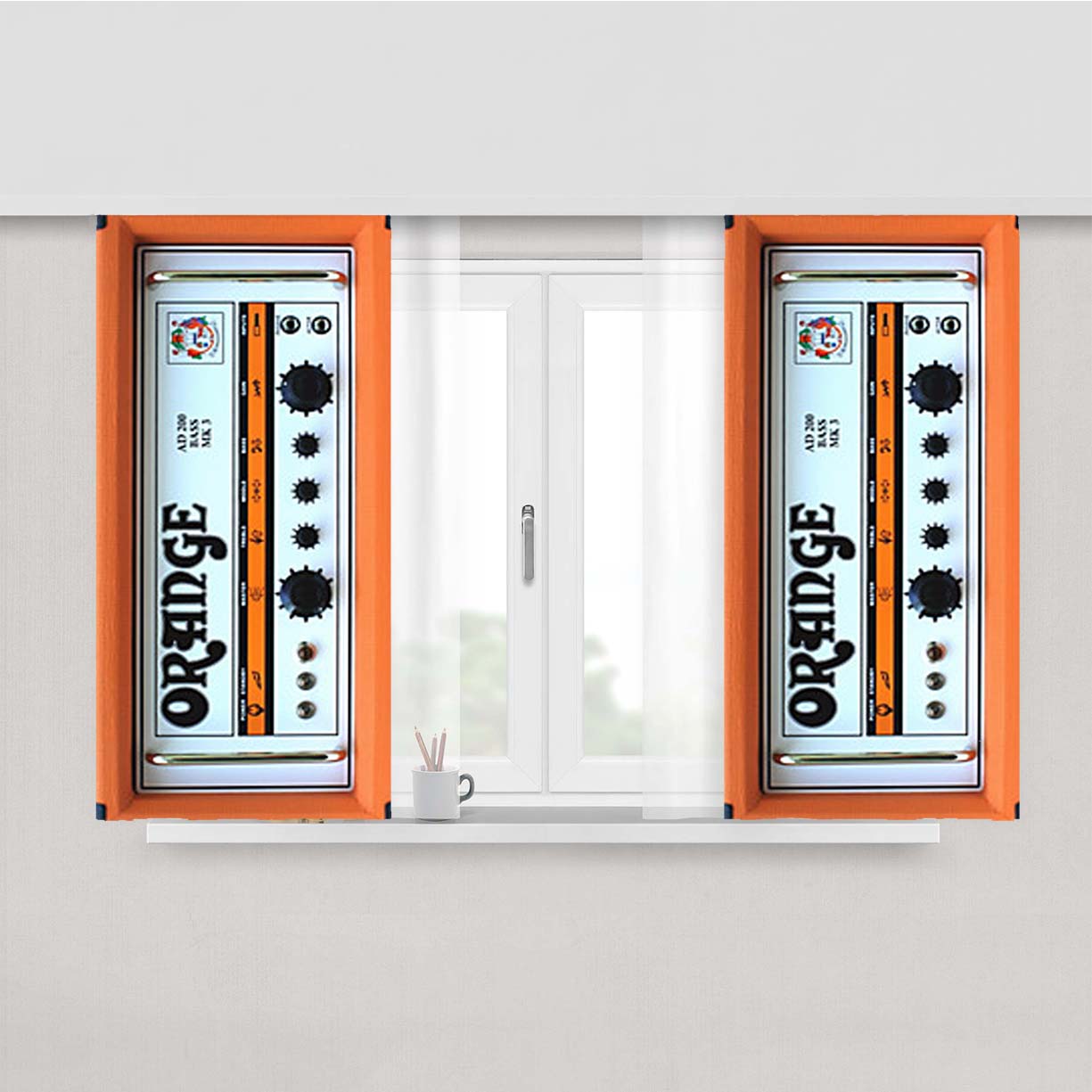 Orange Guitar Bass Amplifier Peach Skin Window Curtains