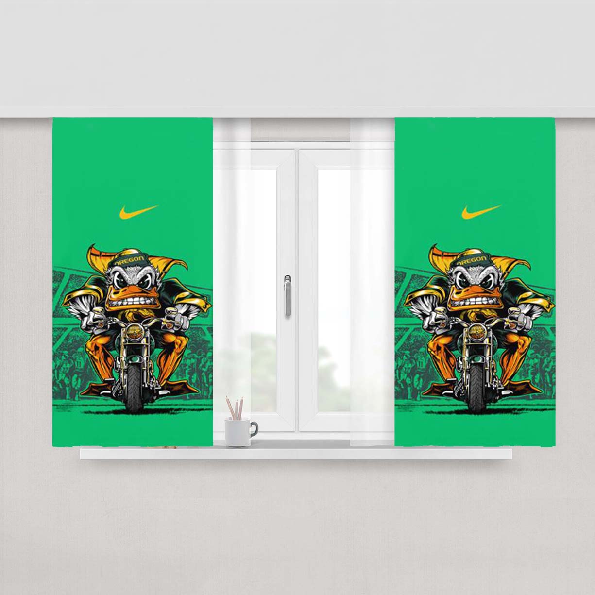 Oregon Ducks Football Team Peach Skin Window Curtains