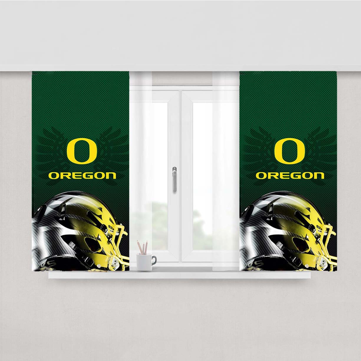Oregon Ducks Helmet Peach Skin Window Curtains