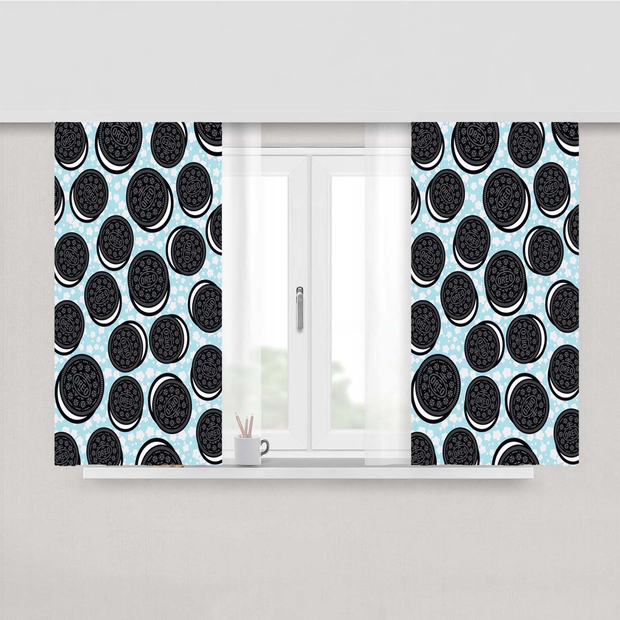 Oreo Wallpaper Food Cookies Peach Skin Window Curtains
