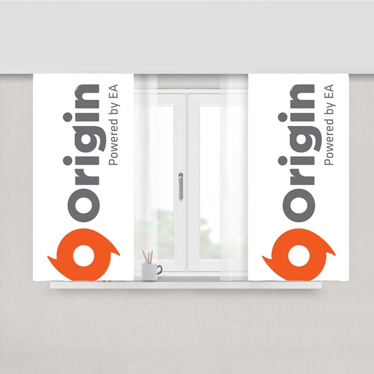 Origin Logo Peach Skin Window Curtains