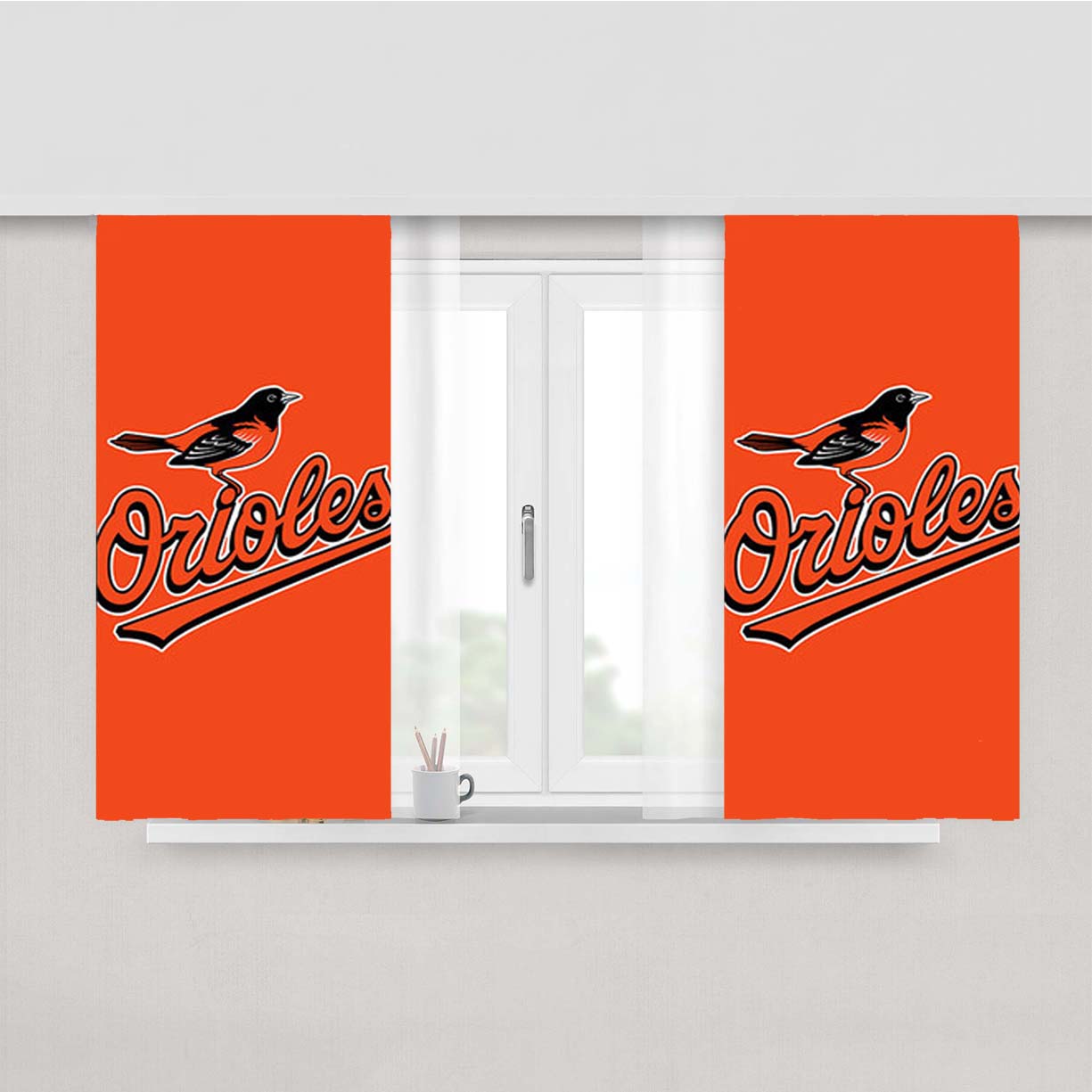 Orioles Baseball Logo Orange Peach Skin Window Curtains