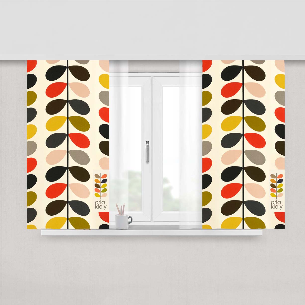Orla Kiely Multi Optic Stem Colorful Peach Skin Window Curtains