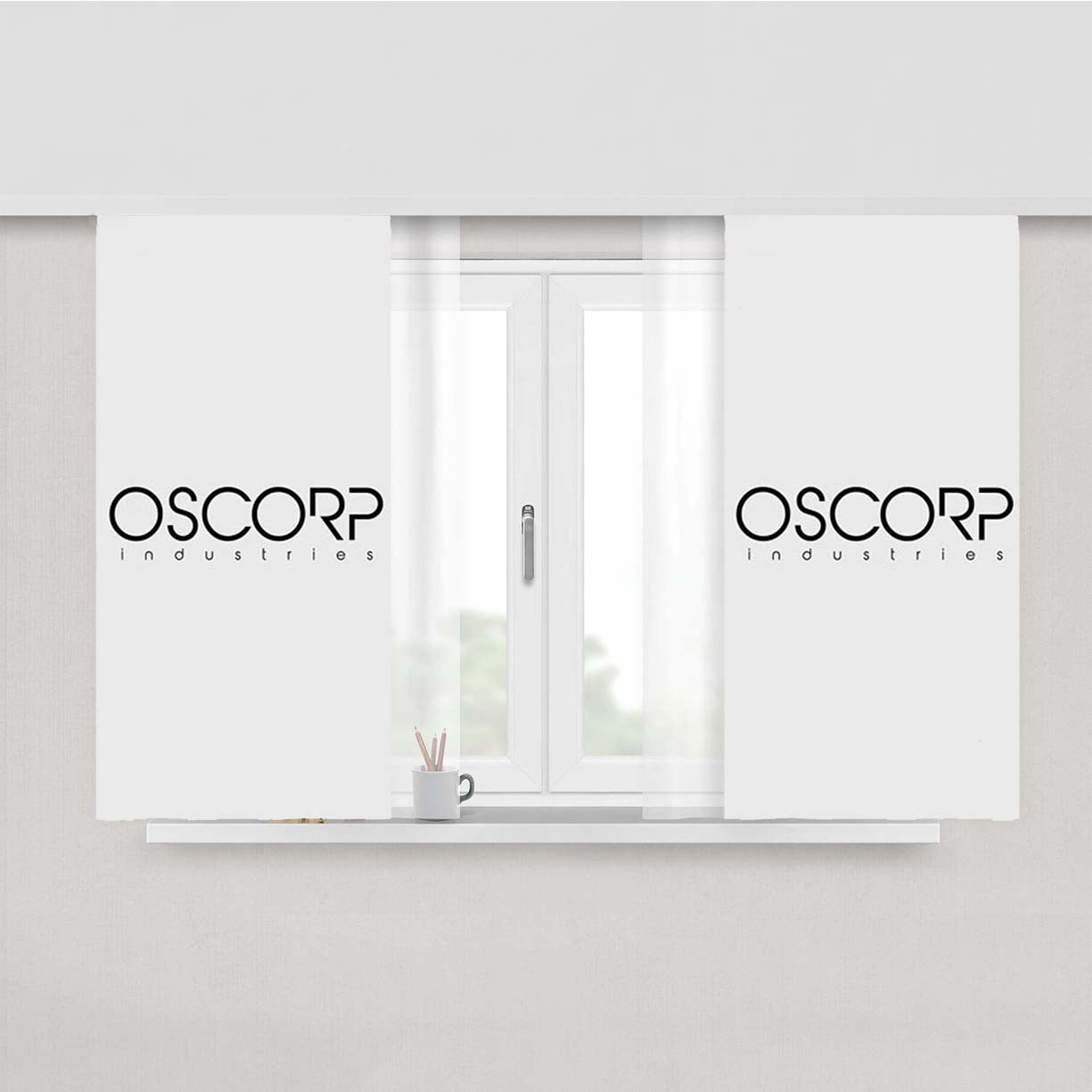 Oscorp Industries Text Peach Skin Window Curtains