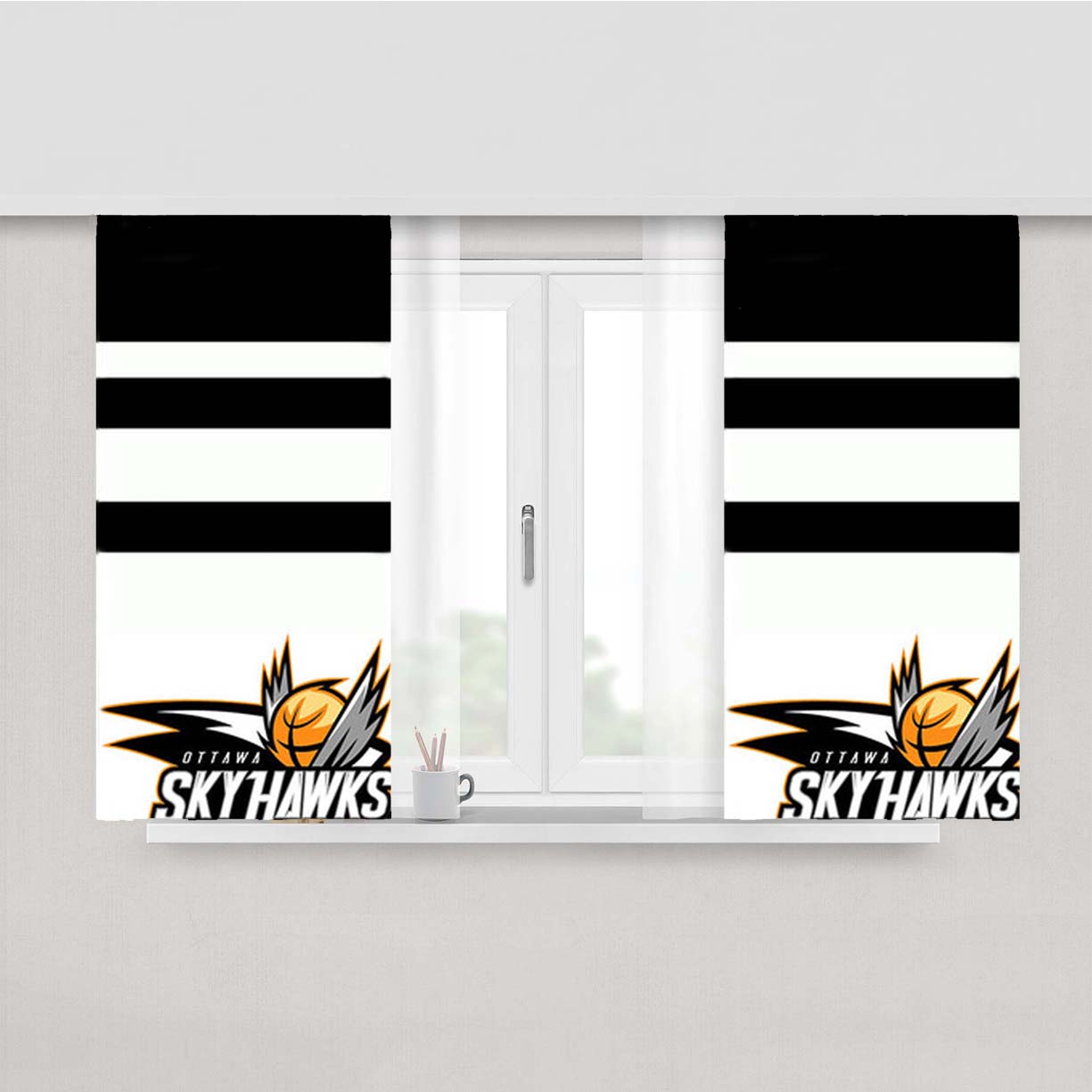 Ottawa Sky Hawks Peach Skin Window Curtains