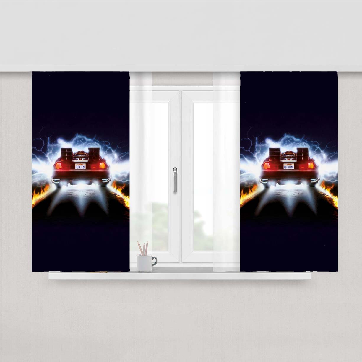 Out A Time Back To The Future Car Peach Skin Window Curtains