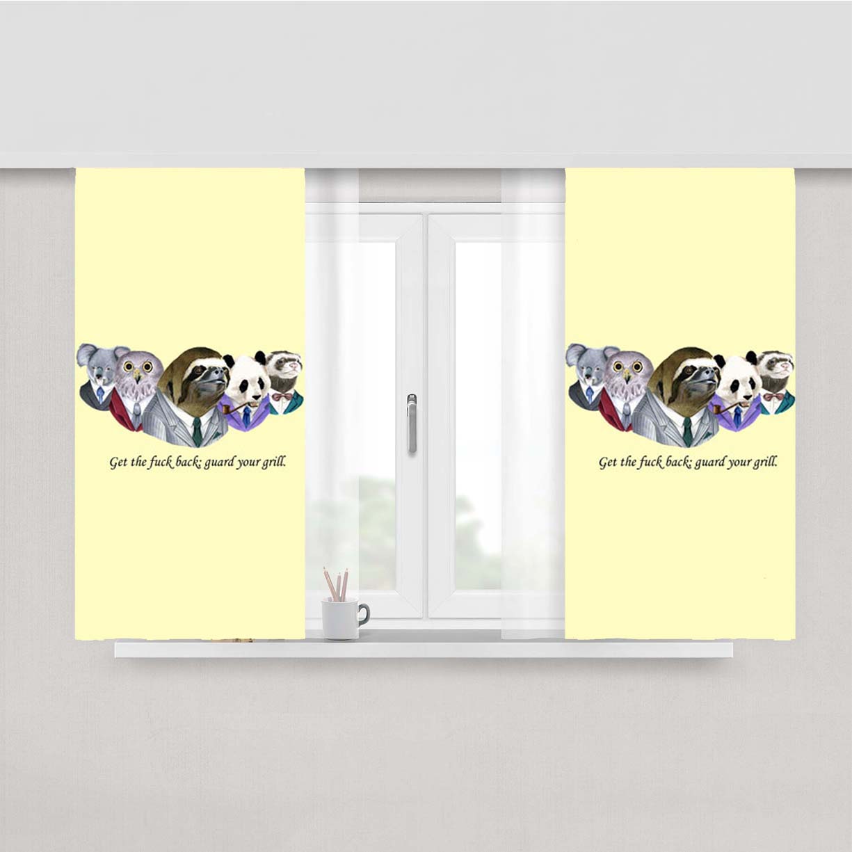 Owl Koala Panda Weasel Peach Skin Window Curtains