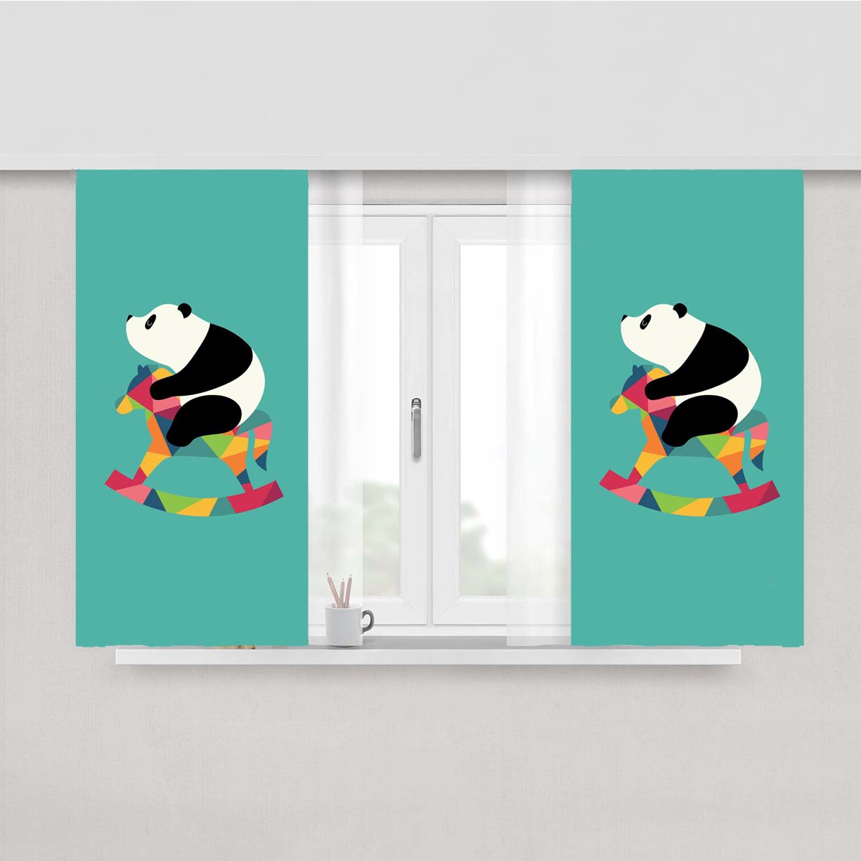 Panda Minimalist Color Hobbyhorse Peach Skin Window Curtains