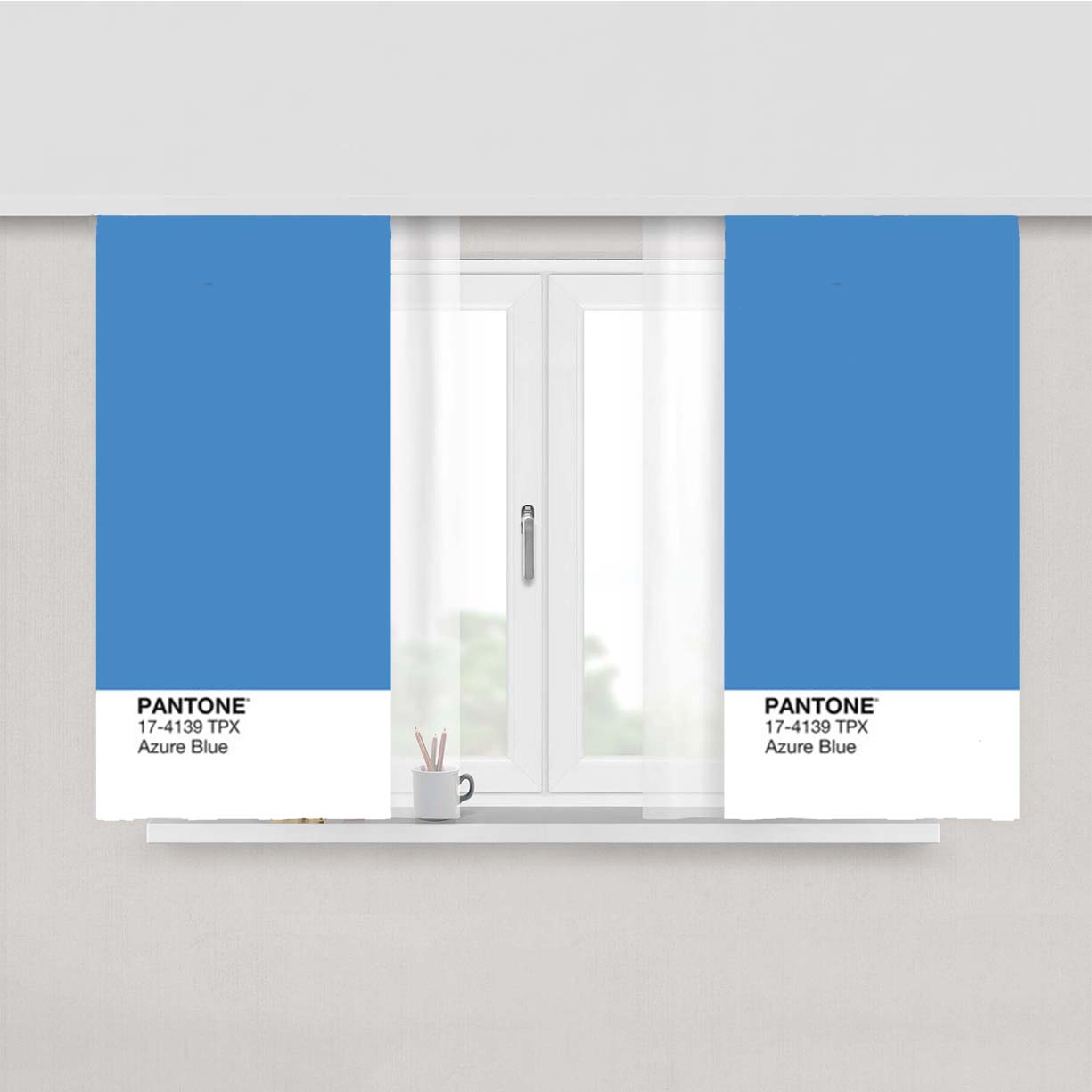 Pantone Azure Blue Peach Skin Window Curtains