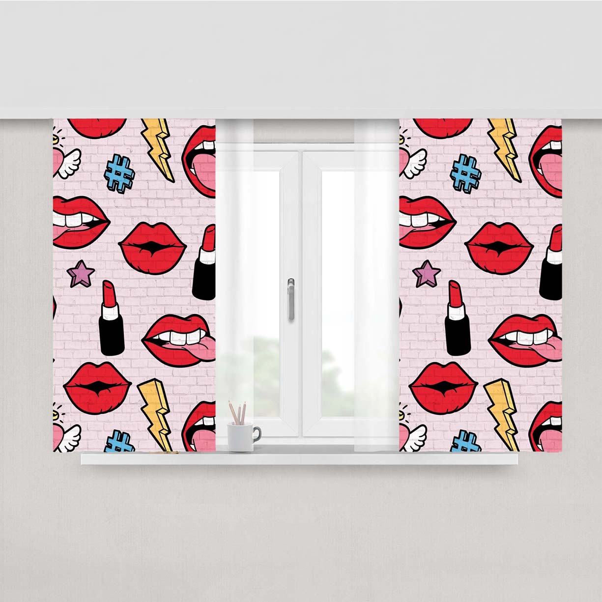 Papel De Parede Tumblr Unicornio Red Peach Skin Window Curtains