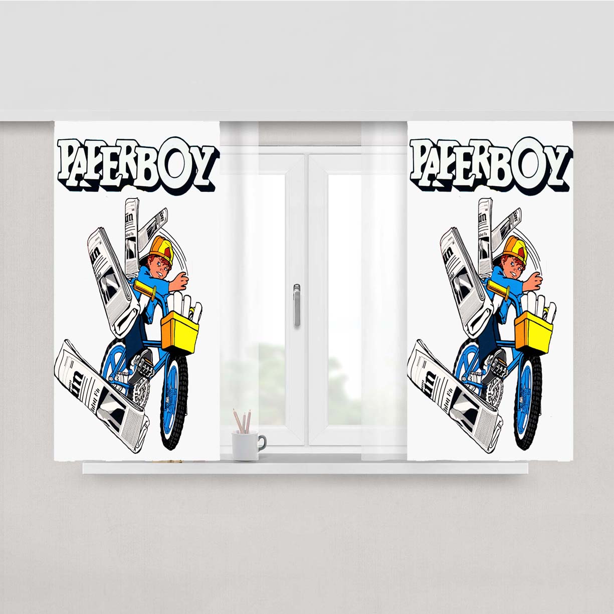 Paperboy 80 Classic Atari Arcade Game Peach Skin Window Curtains