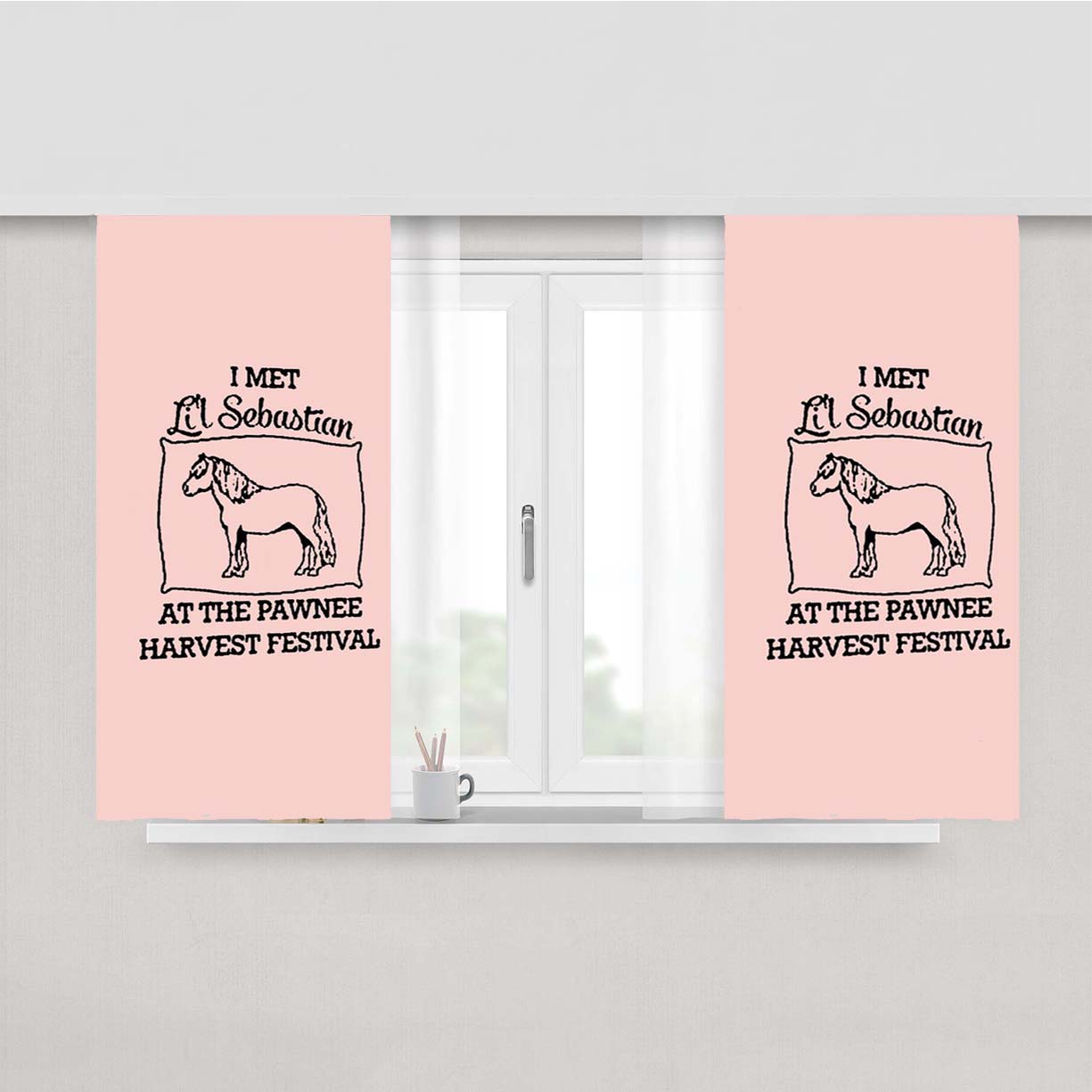 Parks And Recreation I Met Li'L Sebastian Peach Skin Window Curtains