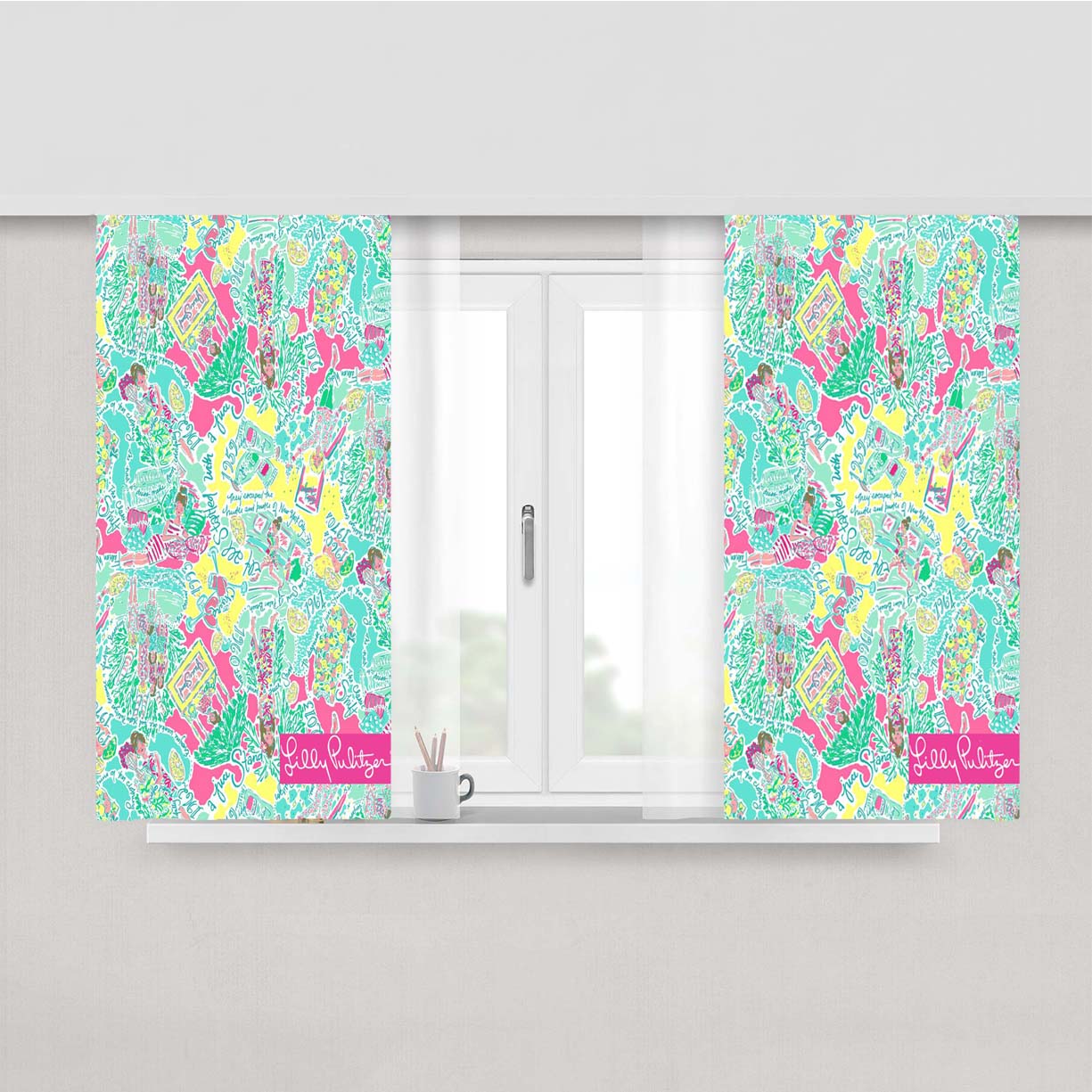 Pastel Summer Lilly Pulitzer Peach Skin Window Curtains