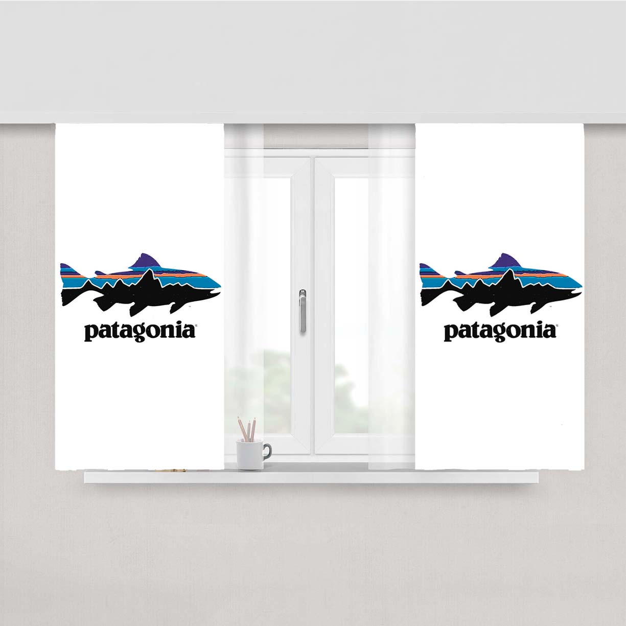 Patagonia Fish Logo Peach Skin Window Curtains