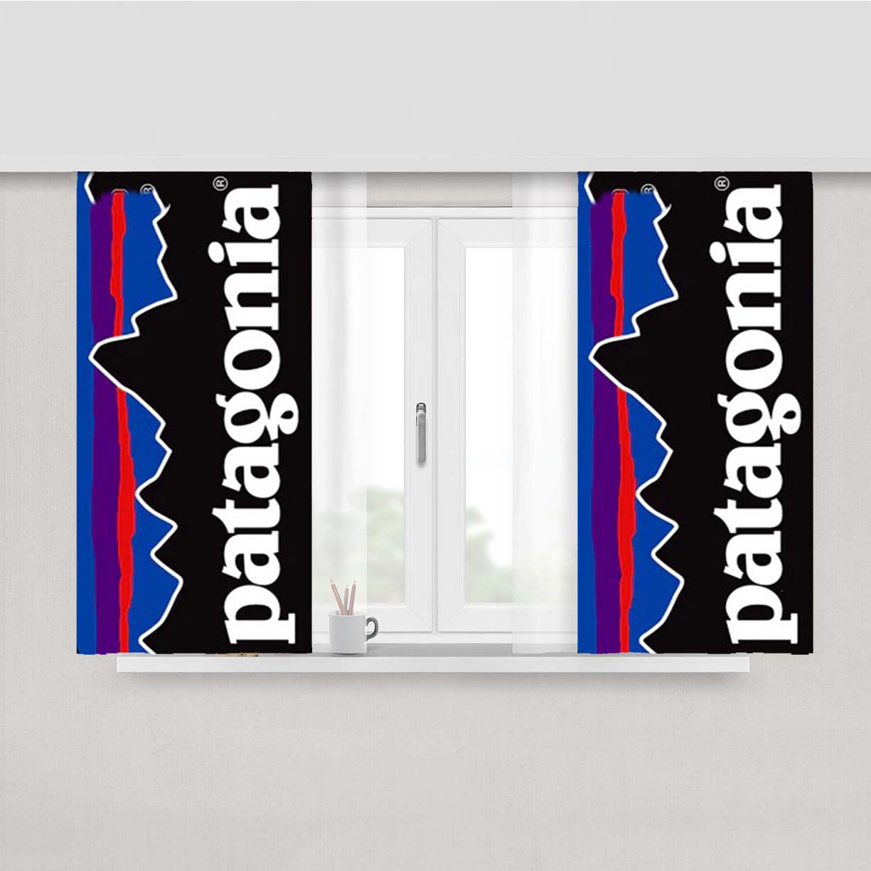 Patagonia Fishing Logo Peach Skin Window Curtains
