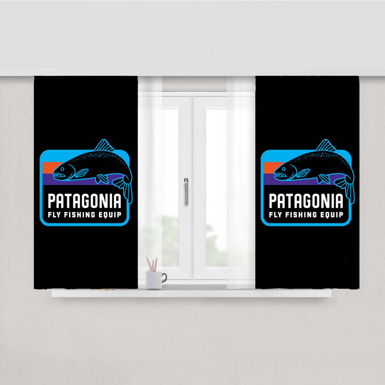Patagonia Fly Fishing Equip Peach Skin Window Curtains
