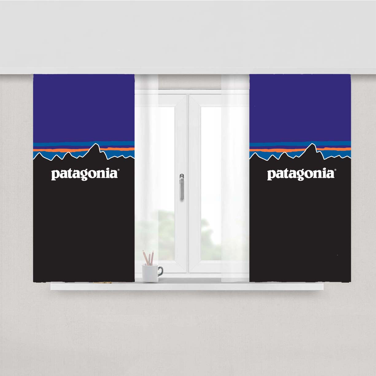 Patagonia Logo Wallpaper Peach Skin Window Curtains
