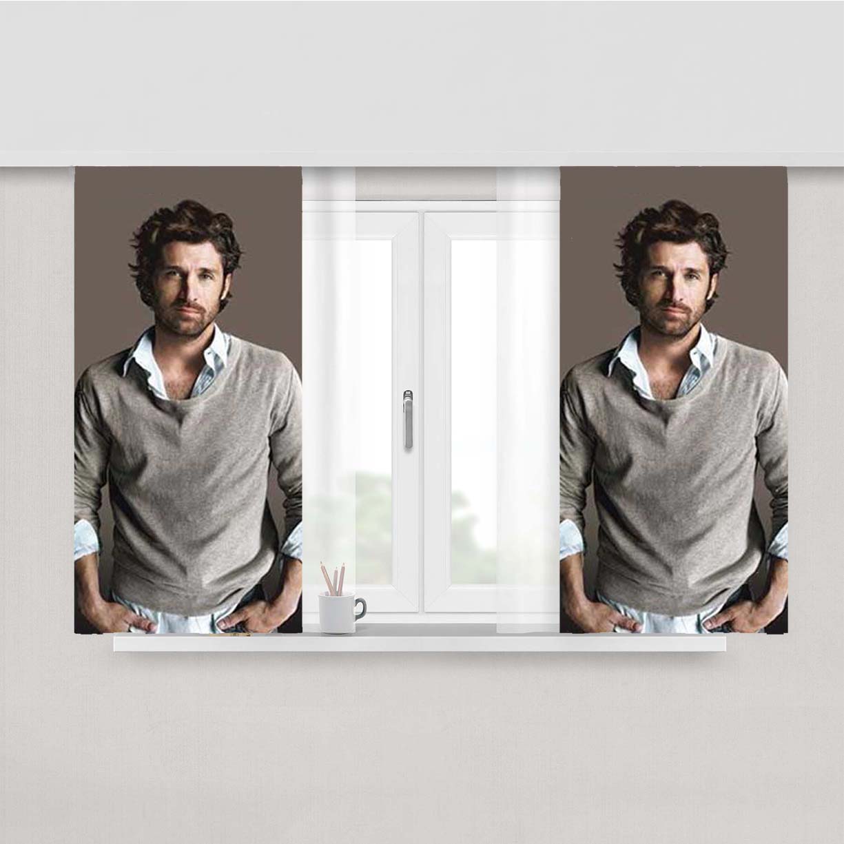 Patrick Dempsey Sweater Peach Skin Window Curtains