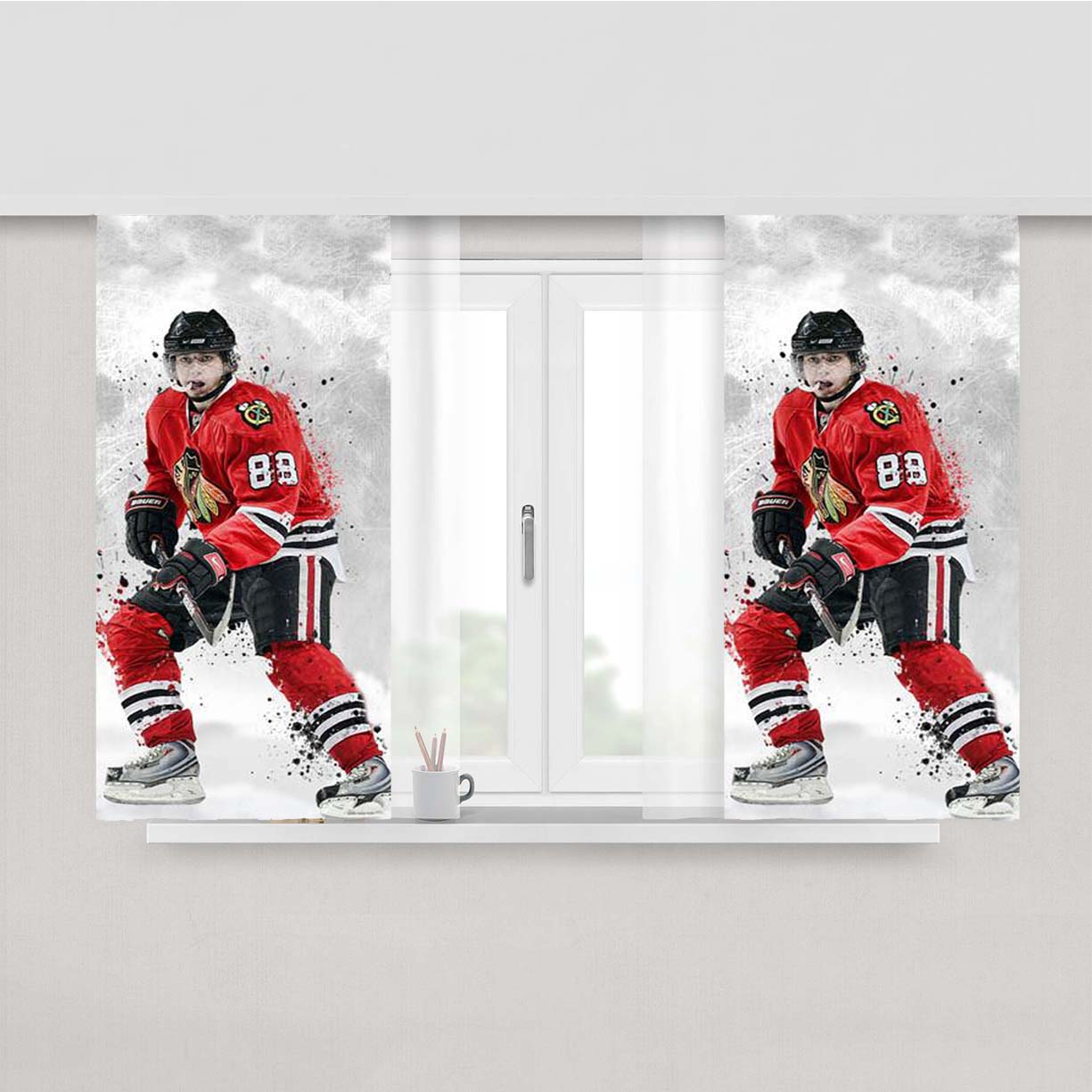Patrick Kane Chicago Blackhawks Peach Skin Window Curtains